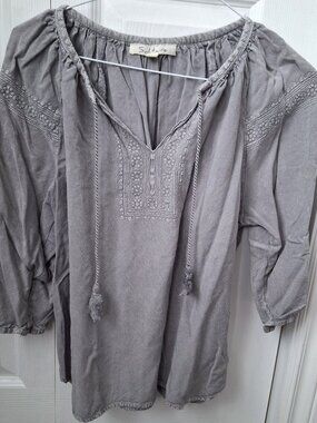 Solitaire Grey Boho Rayon Top